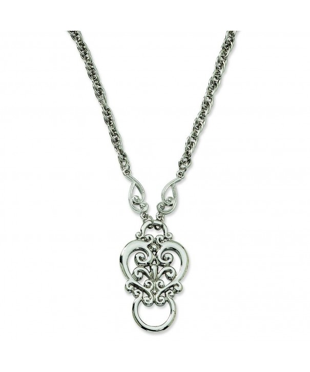 Silver tone Scroll Eyeglass Holder Necklace