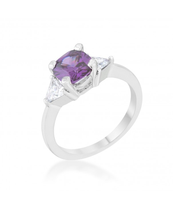 Amethyst Rhodium Cushion Classic Statement