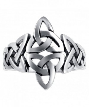 925 Sterling Silver Double Triquetra Celtic Knot Design Ring - CA111XN5QXL