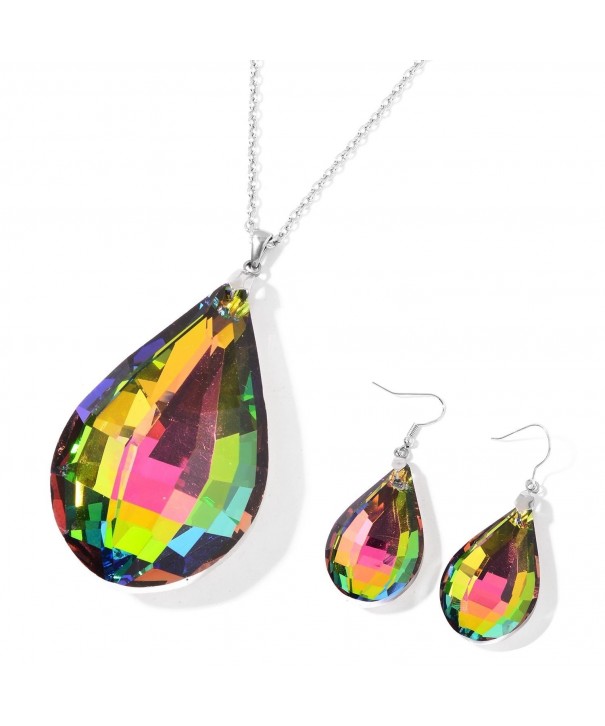 Rainbow Glass Stainless Earrings Pendant