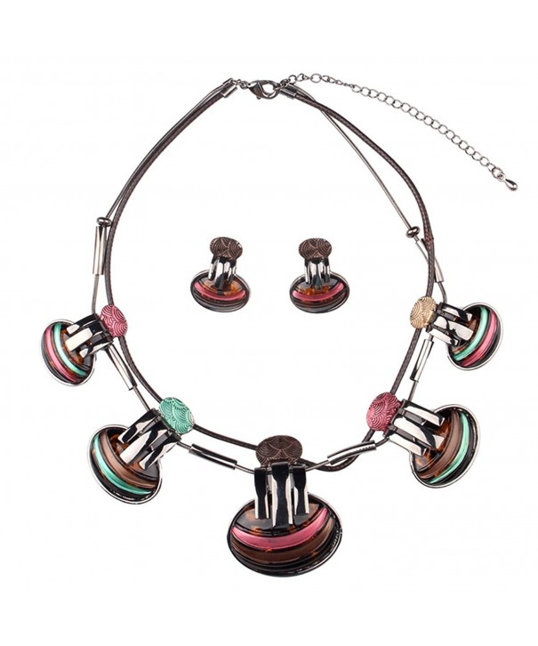 Hamer Multi color Statement Necklace Earrings