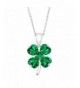 Shamrock Pendant Necklace Zirconia Sterling