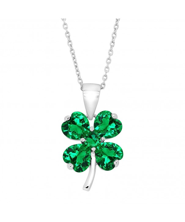 Shamrock Pendant Necklace Zirconia Sterling