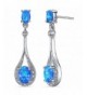 Created Blue Green Earrings Sterling Silver