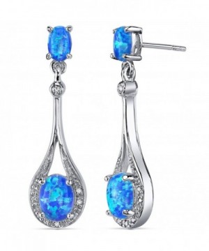 Created Blue Green Earrings Sterling Silver