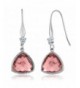 Trillion Checkerboard Morganite Sterling Earrings