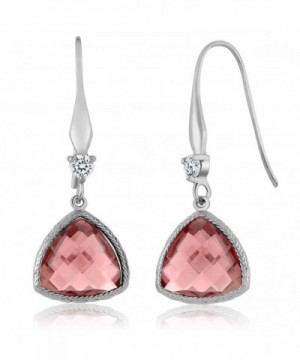 Trillion Checkerboard Morganite Sterling Earrings