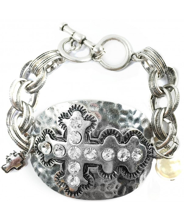 Western Peak Hammered Rhinestone Bracelet