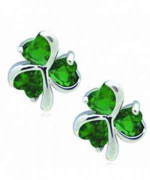 Silver Plated Shamrock Earrings Zirconia