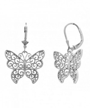 Sterling Filigree Butterfly Leverback Earrings