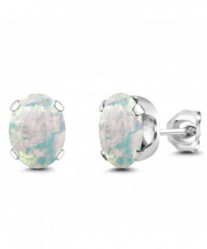 Cabochon Simulated Sterling Silver Earrings