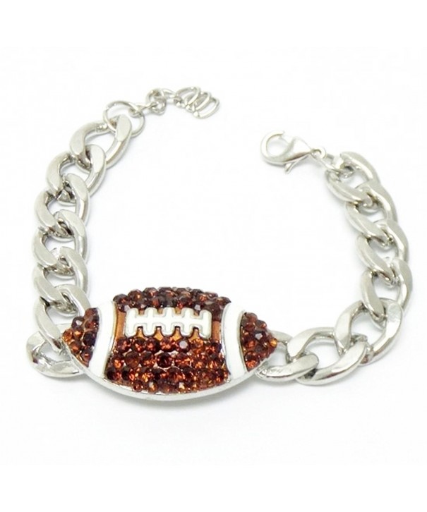 Football Bracelet Chunky Crystal Silver