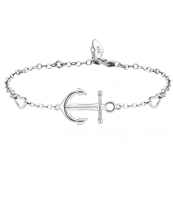 BlingGem Sterling Silver Anchor Bracelet