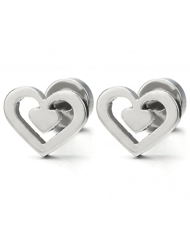 Stainless Steel Double Heart Earrings