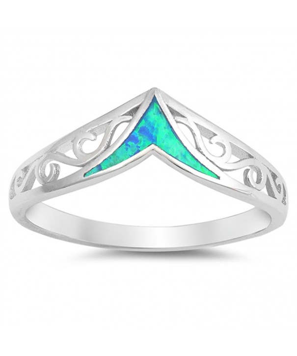 Simulated Filigree Chevron Sterling Silver