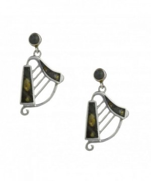 Harp Earrings Silver Connemara Marble