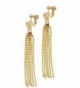 Goldtone Crystal Heart Tassel Earrings
