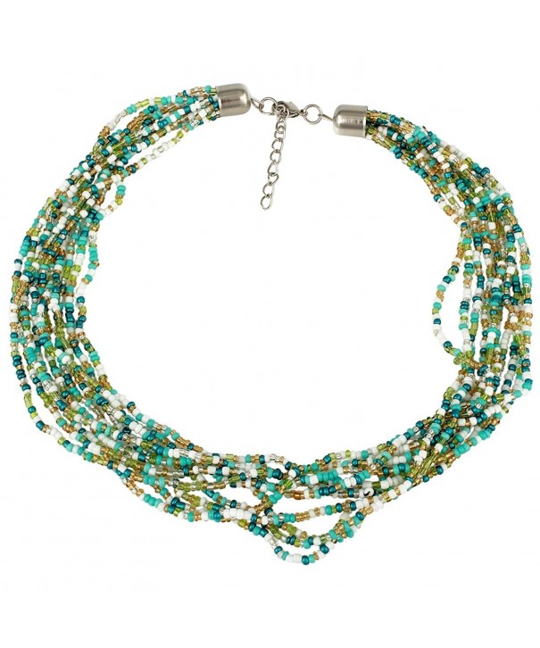 Multi Strand Green Gold Necklace
