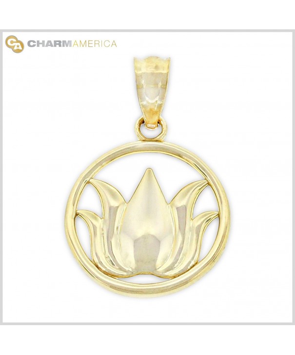 Gold Lotus Flower Charm Solid