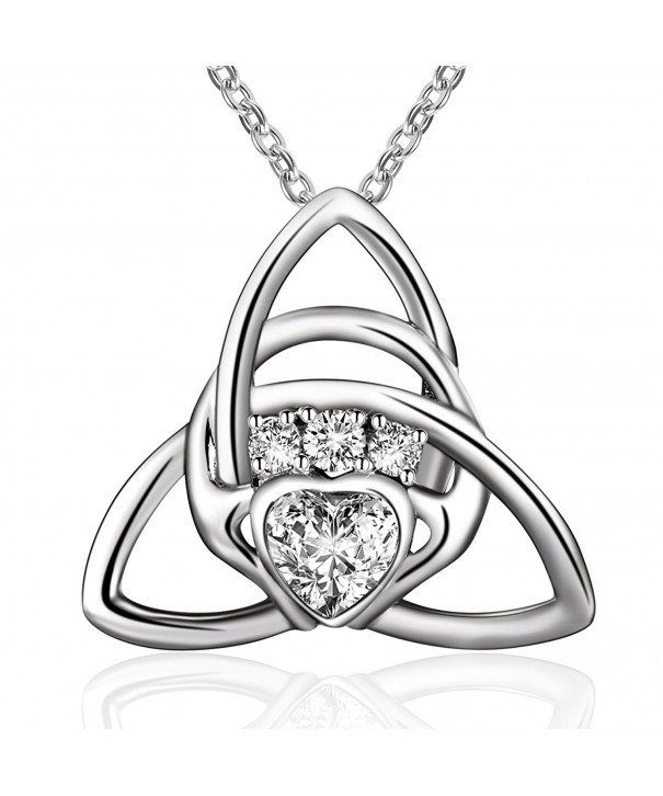 Sterling Triangle Claddagh Pendant Necklace