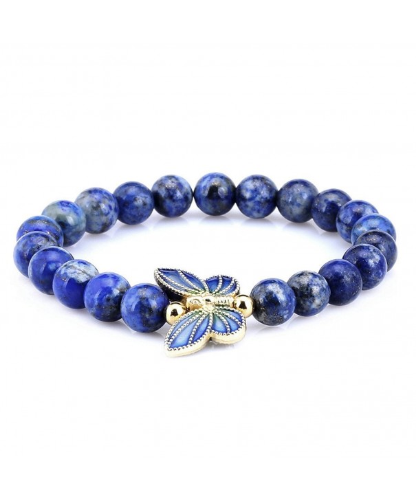 Simulated Lapis Sterling Cloisonne Butterfly Bracelet