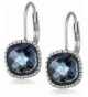 Cushion Leverback Blue Drop Earrings