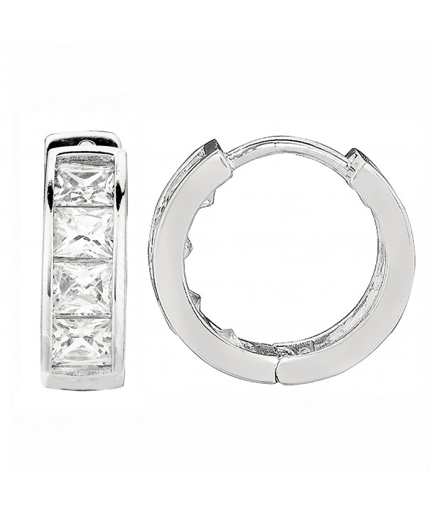 Sterling Princess cut Zirconia Huggies Earrings