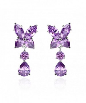 Rhodium Zirconia Butterfly Teardrop Earrings