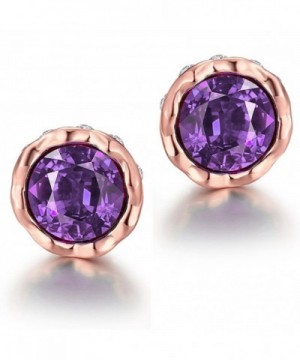 Earrings Women Purple Crystal Round