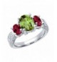 Peridot Created Sterling Silver 3 Stone