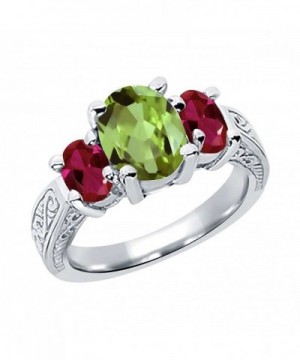 Peridot Created Sterling Silver 3 Stone