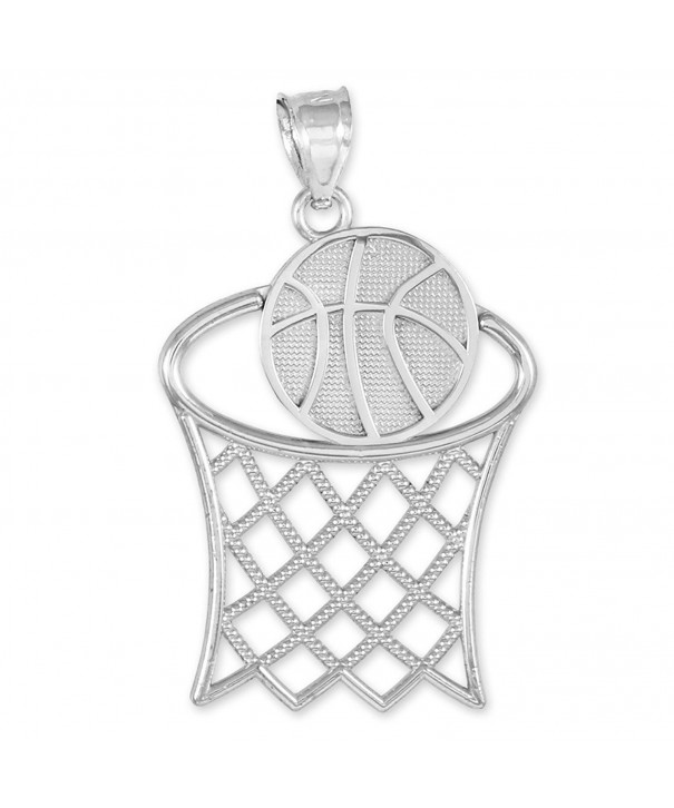 Sterling Silver Basketball Sports Pendant