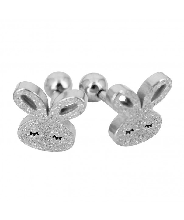 Bonnie Bunny Stainless Steel Cute Rabbit Screwback Stud Earrings ...