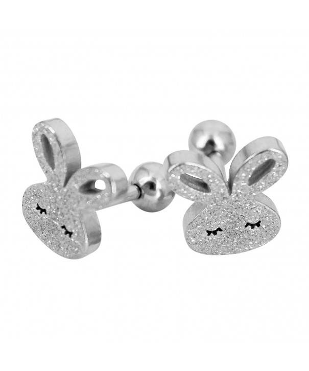 Bonnie Bunny Stainless Steel Cute Rabbit Screwback Stud Earrings ...