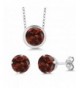 Garnet Sterling Silver Pendant Earrings