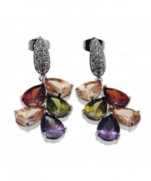 Ladies Earrings Silver Zirconia Amethyst