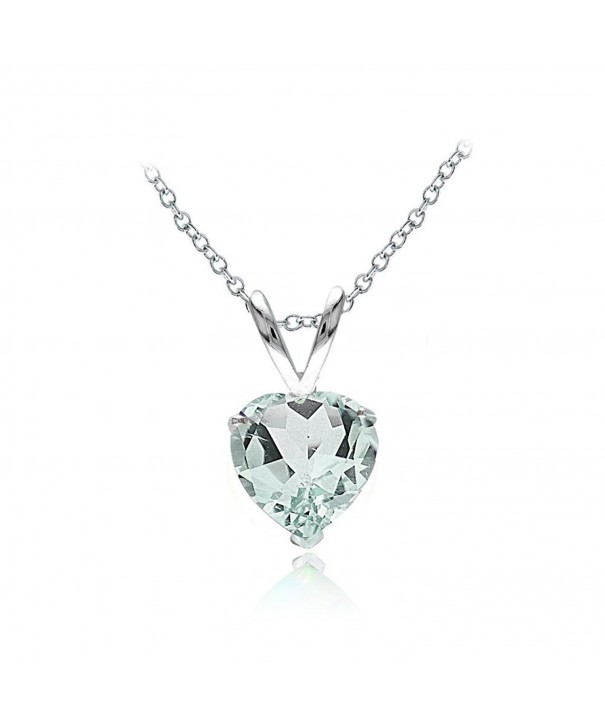 Sterling Silver Aquamarine Solitaire Necklace