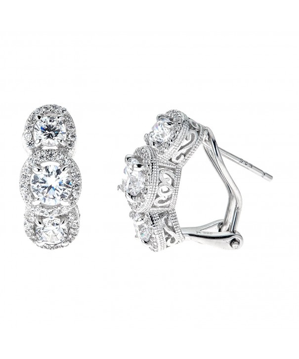 Platinum Sterling Zirconia Solitaire Earrings