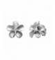 Sterling Silver Plumeria Stud Earrings