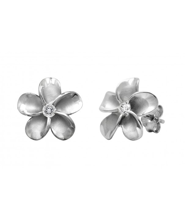 Sterling Silver Plumeria Stud Earrings