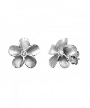 Sterling Silver Plumeria Stud Earrings