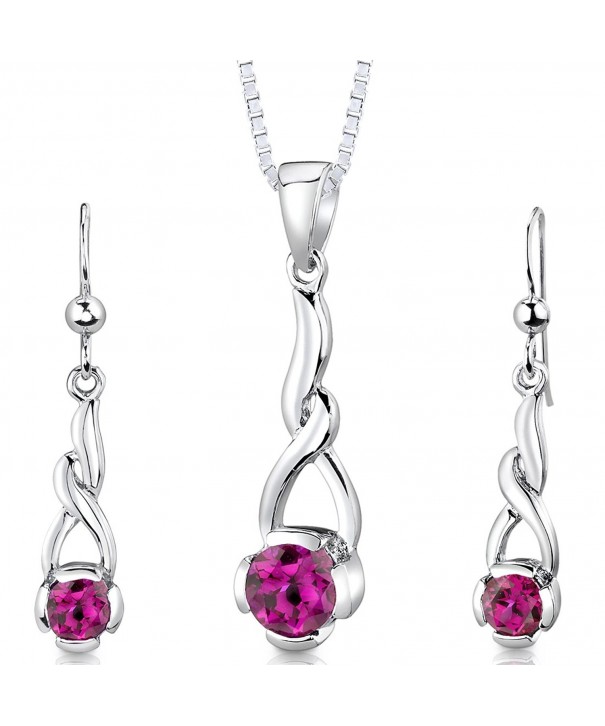 Sterling Rhodium Created Earrings Necklace