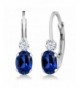 Created Sapphire Sterling Leverback Earrings