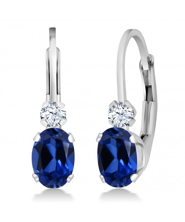 Created Sapphire Sterling Leverback Earrings