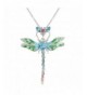 EleQueen Silver tone Dragonfly Necklace Austrian