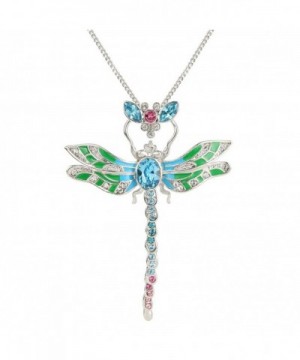 EleQueen Silver tone Dragonfly Necklace Austrian