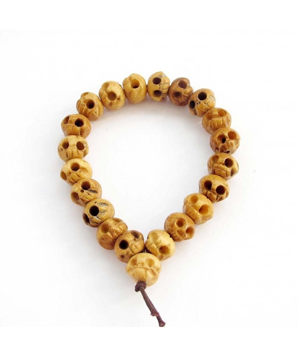 Carved Skull Beads Bracelet Meditation