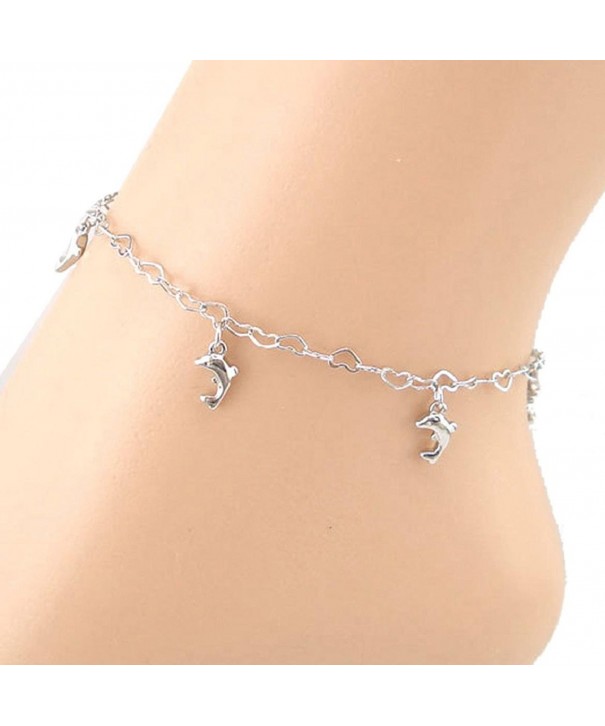 SusenstoneHeart shaped Dolphins Anklet Bracelet Jewelry