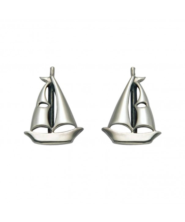 Sterling Silver Sailboat Stud Earrings