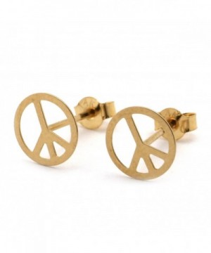 Yellow Gold Peace Sign Earrings
